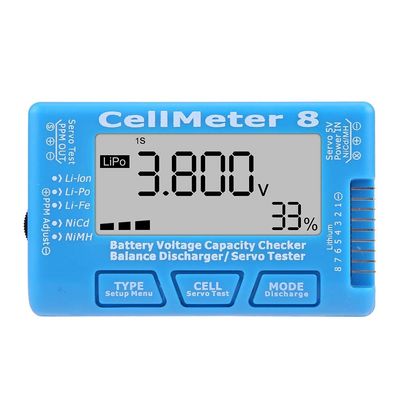 RC 8 Digital Capacity Checker Voltage Tester LCD Backlight for Life Li-ion NiMH Nicd