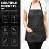 CHARLENE Adjustable Short Vinyl Apron with Personalization | Water-Proof, Utility Pockets | Grooming, Stylist | One-Size - Black view 3