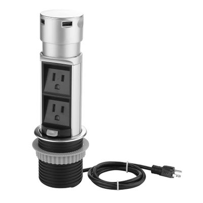 Link2Home Space Saver Pop Up-Outlet, 2 Power Outlets, 2 USB Ports 2.4 Amp, Overload Protection, Splash Resistant EM-PU-200E