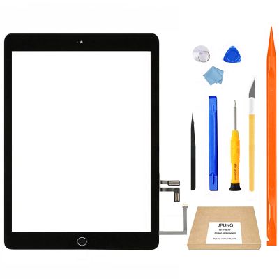 JPUNG for iPad 5 (5th Generation 2017 Released) Glass Screen Replacement A1822 A1823, Only for 5th Gen Touch Digitizer 9.7 Inch, +Home Button, Full Repair Kit