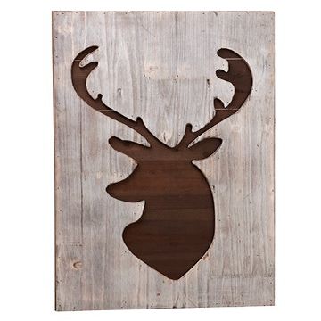 18"Wx31.75"L Reindeer Wood Wall Panel Brown Whitewashed (pack of 2)