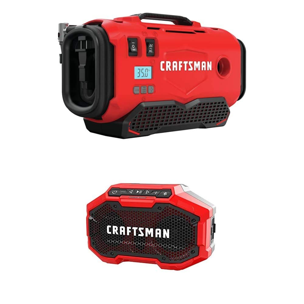 CRAFTSMAN V20 Inflator with Bluetooth Speaker, Tools Only (CMCE520B & CMCR001B)