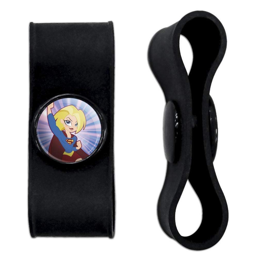 GRAPHICS & MORE DC Super Hero Girls Supergirl Headphone Earbud Cord Wrap - Charging Cable Manager - Wire Organizer Set of 2 - Black
