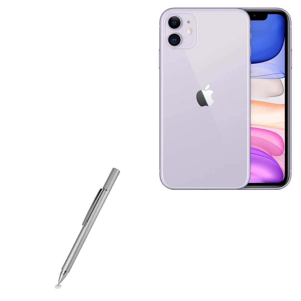 BoxWave Stylus Pen Compatible with Apple iPhone 11 - FineTouch Capacitive Stylus, Super Precise Stylus Pen - Metallic Silver