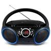 SINGING WOOD SBX030C Portable CD Player Boombox, Black with Blue Rims view 1