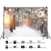 Leyiyi 10x8ft Christmas Backdrop Winter Forest Glowing Snowflakes Christmas Forest Snowy Road Hoarfrost Pine Branches Halo Backgrounds for Photography Xmas New Year Party Photo Studio Prop view 2