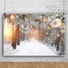 Leyiyi 10x8ft Christmas Backdrop Winter Forest Glowing Snowflakes Christmas Forest Snowy Road Hoarfrost Pine Branches Halo Backgrounds for Photography Xmas New Year Party Photo Studio Prop view 3