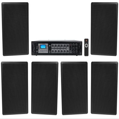 Rockville RCS180-6 Bundle: 180W 6-Zone 70V Commercial Amplifier, (6) RockSlim 70B 5.25 in Black Restaurant Wall Speakers, Bluetooth, for Commercial/Restaurant Use, 7-Items