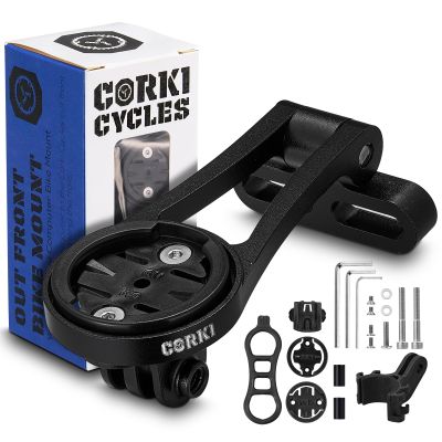 corki Cycles Adjustable Angle Out Front Stem Mounted Cycle Computer Bike Mount Compatible with Garmin Wahoo Bryton Cateye