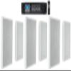 Rockville RCS180-6 Bundle: 180 Watt 6-Zone 70V Commercial Amplifier with Bluetooth, (6) RockSlim 70W White 5.25-in 70V Wall Speakers for Restaurants, Offices, and Retail Spaces, 7-Items view 1