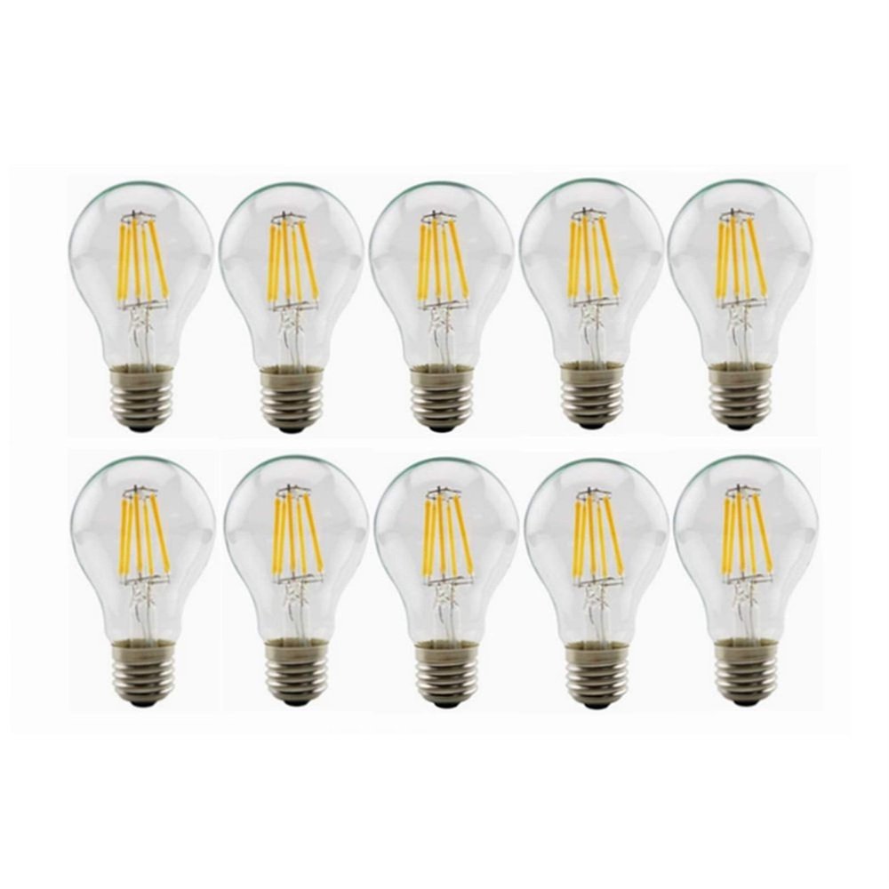 Low Voltage E27 LED Bulbs 6W A60 12V 24V 36V AC Edison LED Filament Bulb Lamp Light AC/DC12-36V for RV Camper Marine,Solar Power Light and Off Grid 10-Pack