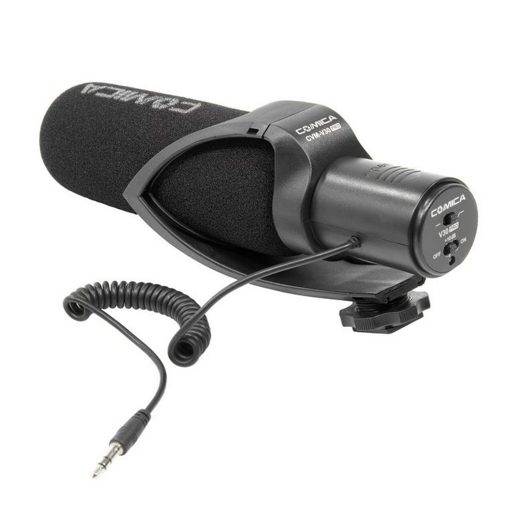comica CVM-V30-PRO-B Supercardioid Directional Shotgun Microphone with 3.5mm Jack, Black