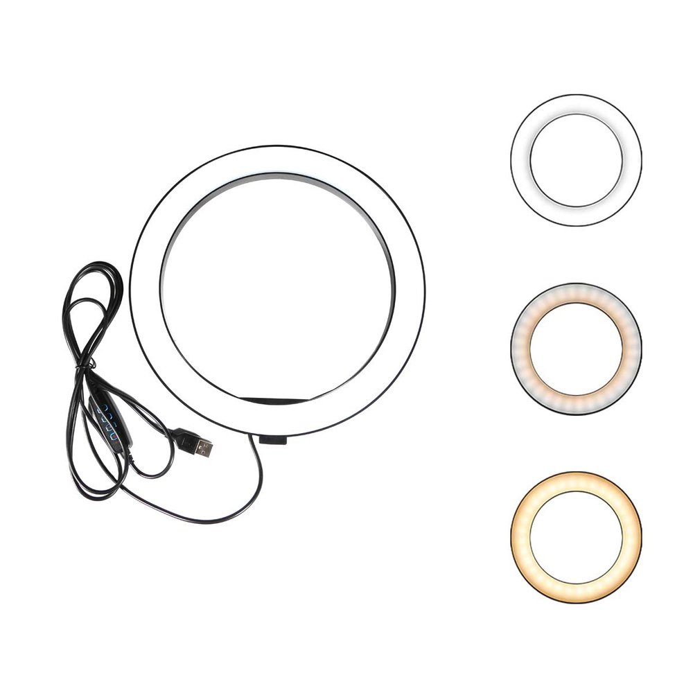 Ring Light OEBLD Dimmable with 3 Light Modes & 10 Brightness Level 360 Rotae LED Ring Fill Lights for Phone Live Stream Makeup YouTube Video Shooting (B(only 10'' Ring Light))