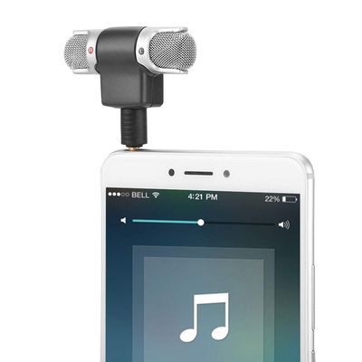 ASHATA 3.5mm Mini Microphone Stereo, 3.5mm Jack Mini Mic Digital Stereo Microphone Portable Handheld External Mic 0-90 Angle Adjustable for Mobile Phone Recorder, Plug and Play