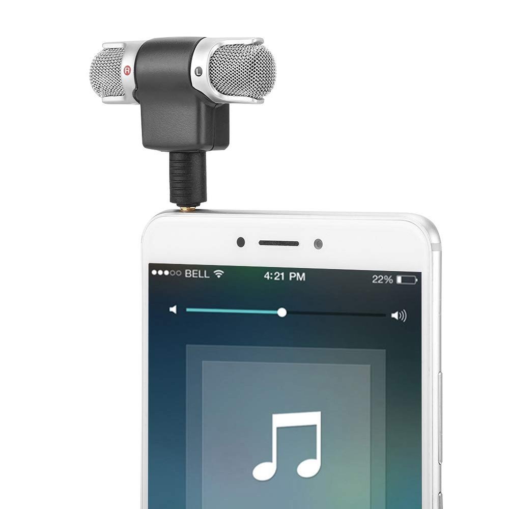 ASHATA 3.5mm Mini Microphone Stereo, 3.5mm Jack Mini Mic Digital Stereo Microphone Portable Handheld External Mic 0-90 Angle Adjustable for Mobile Phone Recorder, Plug and Play