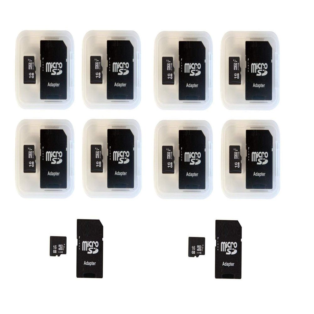 10 Pack X 16GB Micro SD Card microSDHC Memory Card with Adapter, Full HD Micro SD Card (16GB-10PCS)