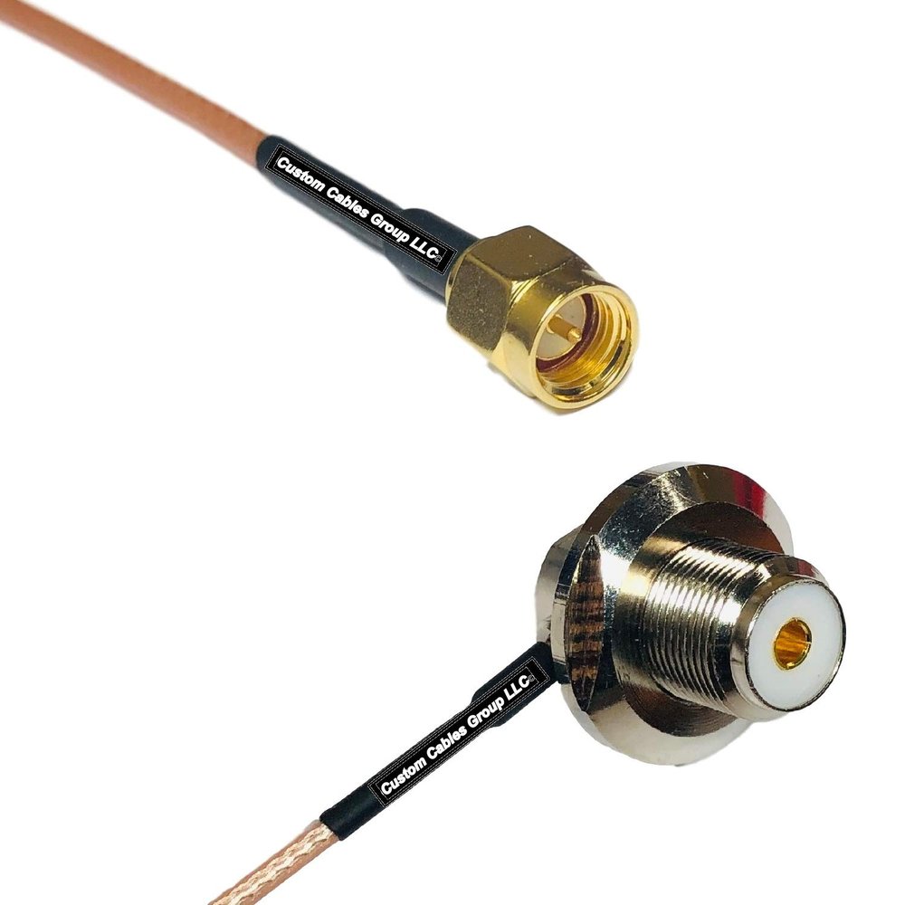 0.5 feet RG316 SMA Male to UHF Female Angle Bulkhead RF Pigtail Coaxial Cable