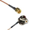 0.5 feet RG316 SMA Male to UHF Female Angle Bulkhead RF Pigtail Coaxial Cable view 1