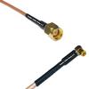 0.5 feet RG316 SMA Male to MMCX Female Angle RF Pigtail Coaxial Cable view 1