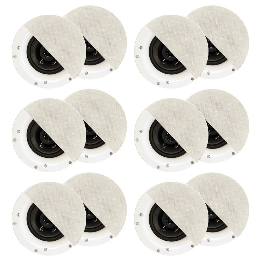 Acoustic Audio R192 Frameless in Ceiling/in Wall Speaker 6 Pair Pack 2 Way Home Theater Surround Speakers