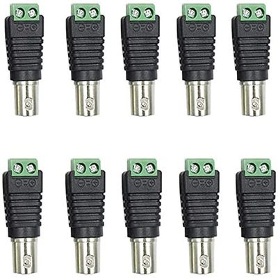 bnafes Female Jack to AV 2 Screw Terminal Connector for Coaxial CAT 5 to CCTV BNC Camera Video Balun Adapter (Green) - 10 Pcs