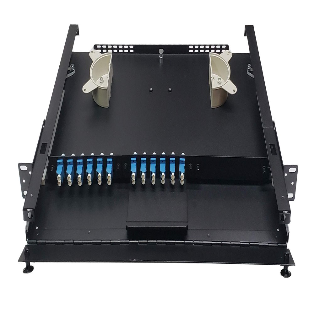 19" 1RU Rack Mount, Steel, 24 Fiber LC/UPC (Blue) Adapters, Patch Only