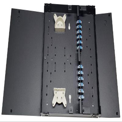 Dual Door Wall Mount, Steel, 24 Fiber LC/UPC (Blue) Adapters, Patch Only