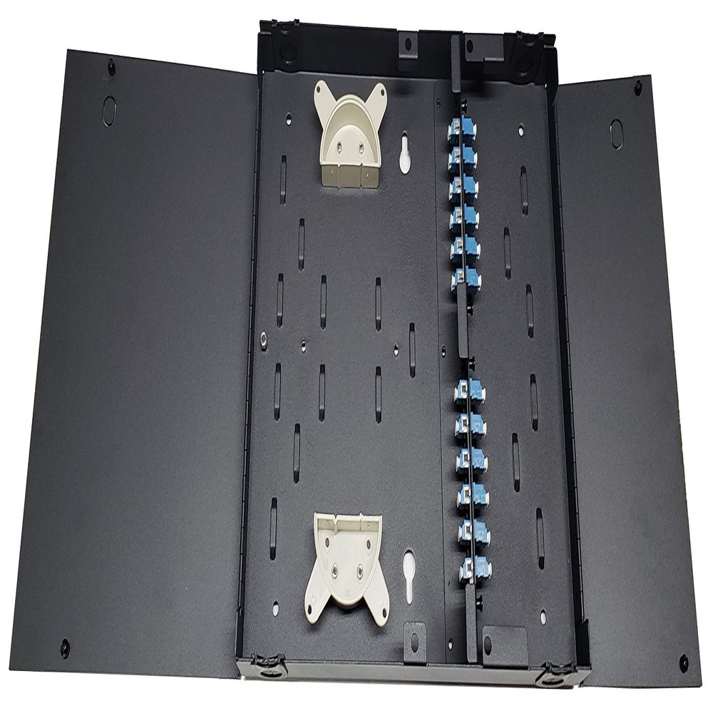 Dual Door Wall Mount, Steel, 24 Fiber LC/UPC (Blue) Adapters, Patch Only