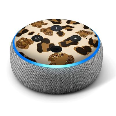 Leopard Print, Printed Glitter - Vinyl Decal Skin Compatible with Amazon Echo Dot 3rd Generation Alexa - Decorations for Your Smart Home Speakers, Great Gift for mom, dad, Birthday, Kids
