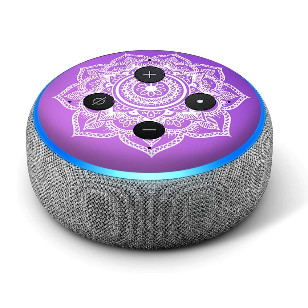 Purple Mandala - Vinyl Decal Skin Compatible with Amazon Echo Dot 3rd Generation Alexa - Decorations for Your Smart Home Speakers, Great Accessories Gift for mom, dad, Birthday, Kids