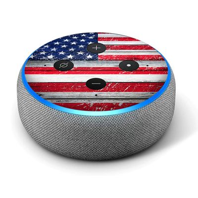 Distressed USA Flag - Vinyl Decal Skin Compatible with Amazon Echo Dot 3rd Generation Alexa - Decorations for Your Smart Home Speakers, Great Accessories Gift for mom, dad, Birthday, Kids