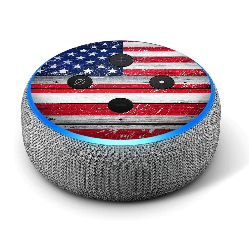 Distressed USA Flag - Vinyl Decal Skin Compatible with Amazon Echo Dot 3rd Generation Alexa - Decorations for Your Smart Home Speakers, Great Accessories Gift for mom, dad, Birthday, Kids