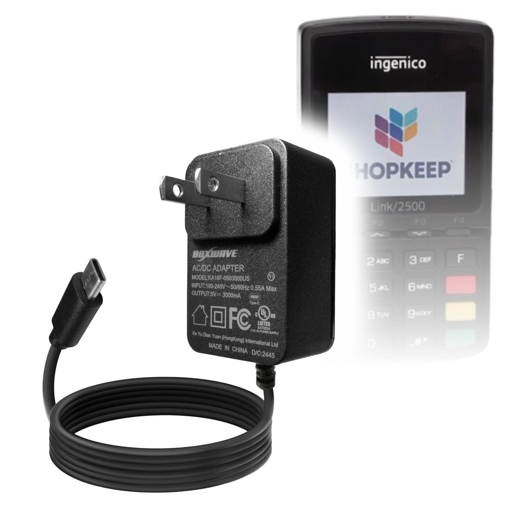 BoxWave Charger Compatible with Ingenico Link 2500 - Wall Charger Direct (15W), Rapid Charge Your Device with Built-in 3ft Cable