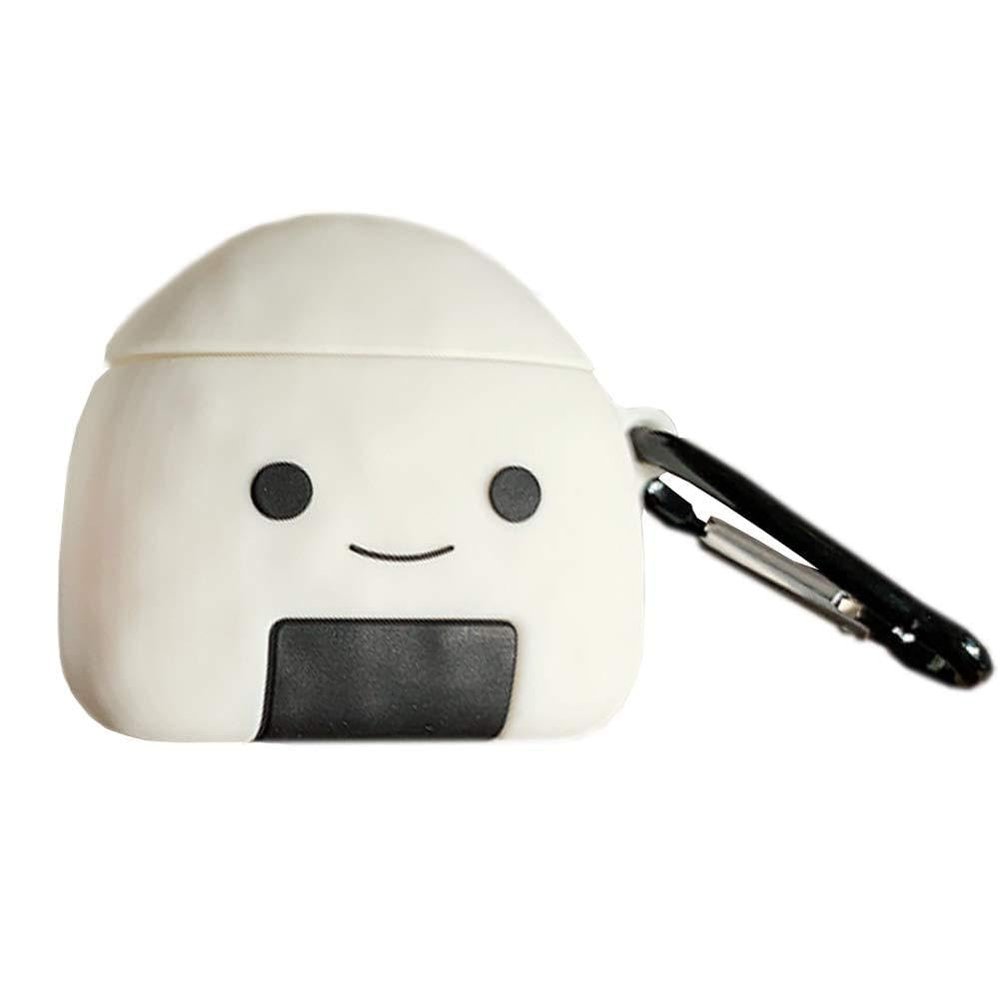 SGVAHY Cute Case for Airpods 1&2, Creative Sushi Rice Mini Case Kawaii Fun Cool Soft Silicone Skin with Keychain Wireless Charging Box Airpods 1 & 2 (Sushi Rice)