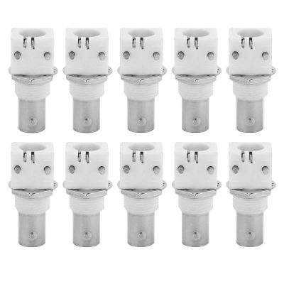 BNC Female Right Angle PCB Mount Connector, 10 Pack White Plastic BNC Board Socket with Nut, Solder RF Adapter for CCTV Systems and Low-Frequency Communication