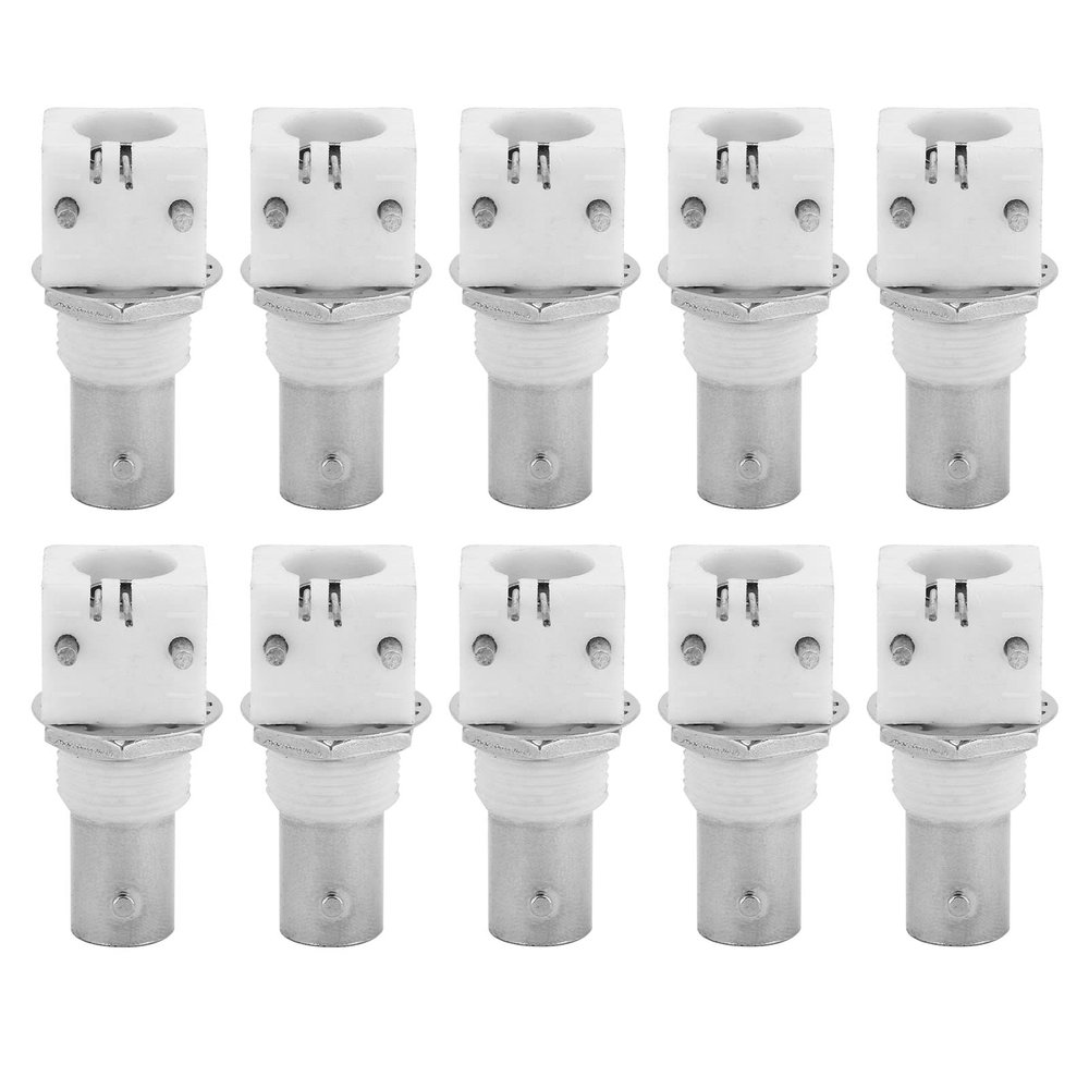 BNC Female Right Angle PCB Mount Connector, 10 Pack White Plastic BNC Board Socket with Nut, Solder RF Adapter for CCTV Systems and Low-Frequency Communication
