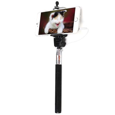 Z07-5S 3.5mm USB Cable Connection Extendable Self Portrait Selfie Handhold Stick Monopod with Adjustable Holder (Black)