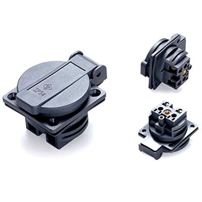 1pcs 16A/250V IP44 UPS power waterproof socket EU type Outlet PDU sockets BLACK