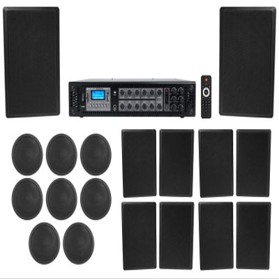 Rockville 6-Zone Amp+8 6" Black Ceiling+10 Wall Restaurant/Bar/Cafe Speakers