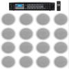 Rockville CCL6T Bundle: (16) 70V 6-in Commercial Ceiling Speakers, White, RCS180-6 180 Watt 6 Zone 70V Bluetooth Commercial Amplifier for Restaurant/Office, 17-Items view 1