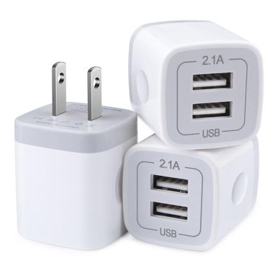 Charger Block, USB Wall Charger, Double USB Fast Charging Cube Block charger Box, 2.1A Phone CHARGERr Power Adapter 3Pack for iPhone 17 16 15 14 13 12 11 Pro Max XS XR X 8 Samsung Galaxy S25 Ultra A17