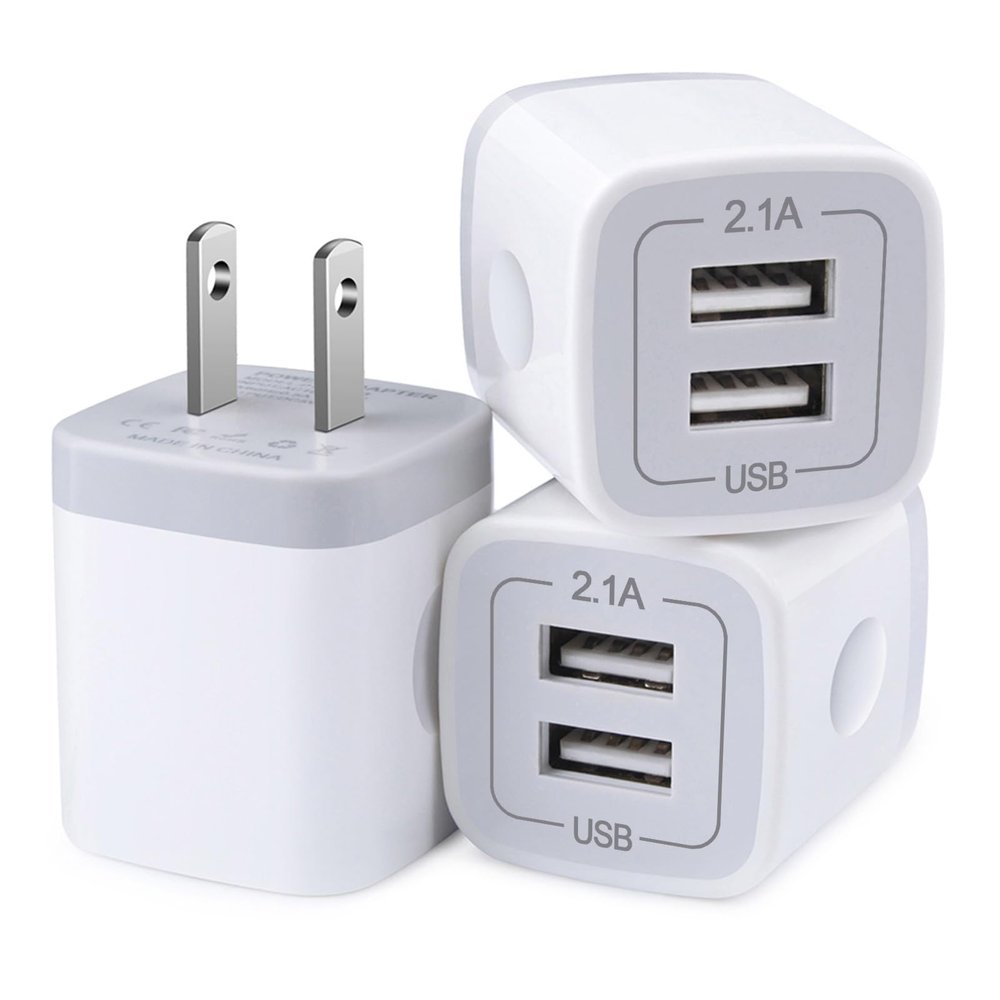 Charger Block, USB Wall Charger, Double USB Fast Charging Cube Block charger Box, 2.1A Phone CHARGERr Power Adapter 3Pack for iPhone 17 16 15 14 13 12 11 Pro Max XS XR X 8 Samsung Galaxy S25 Ultra A17