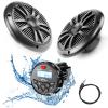 UTVpro Marine Audio System Stereo Speaker Package, Bluetooth, MP3 USB AM FM Marine Stereo - 2 x 6.5 Inch Black Speakers, Antenna view 1