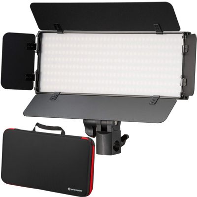 Bresser Fotostudio PT 30B-II LED Bi-Colour Video Light Set with Light Flaps, Batteries, Power Supply, Remote Control and Bag