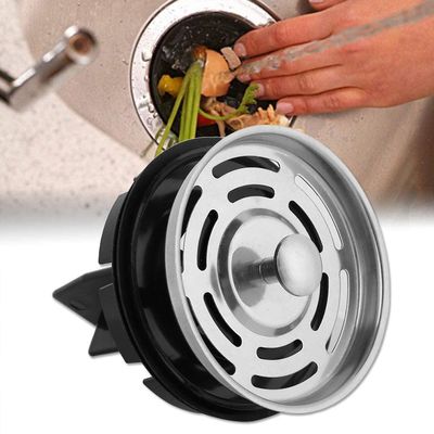 Yosoo Water Plug Waste Disposer Multi-Function Dispenser Garbage Filter Sink Strainer, Black, ABS, Stainless Steel, Finish
