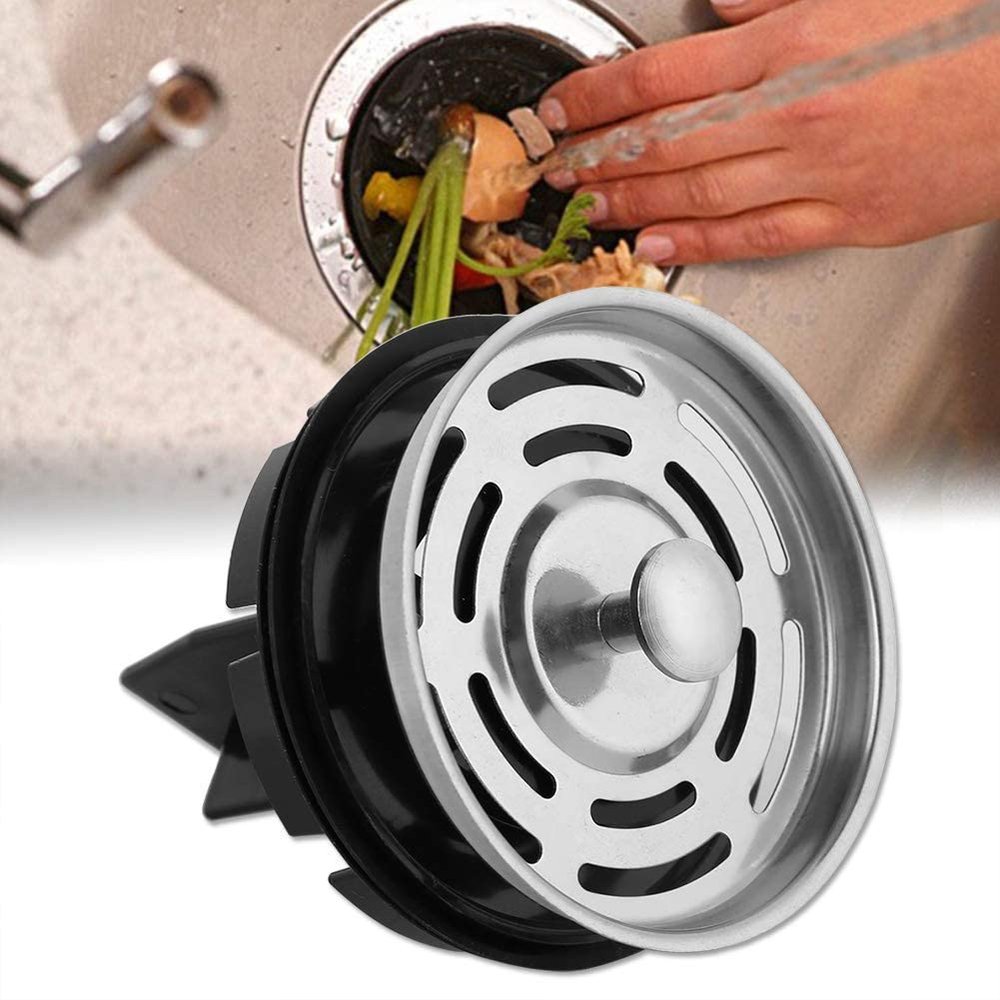 Yosoo Water Plug Waste Disposer Multi-Function Dispenser Garbage Filter Sink Strainer, Black, ABS, Stainless Steel, Finish