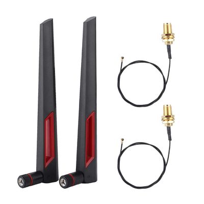 ASHATA 2Pcs M.2 Antenna 2.4GHz 5.8GHz 8dBi RP-SMA Male, with 2 x 4 to RP SMA Male Cable, for M.2 NGFF Network Card Adapter Laptop