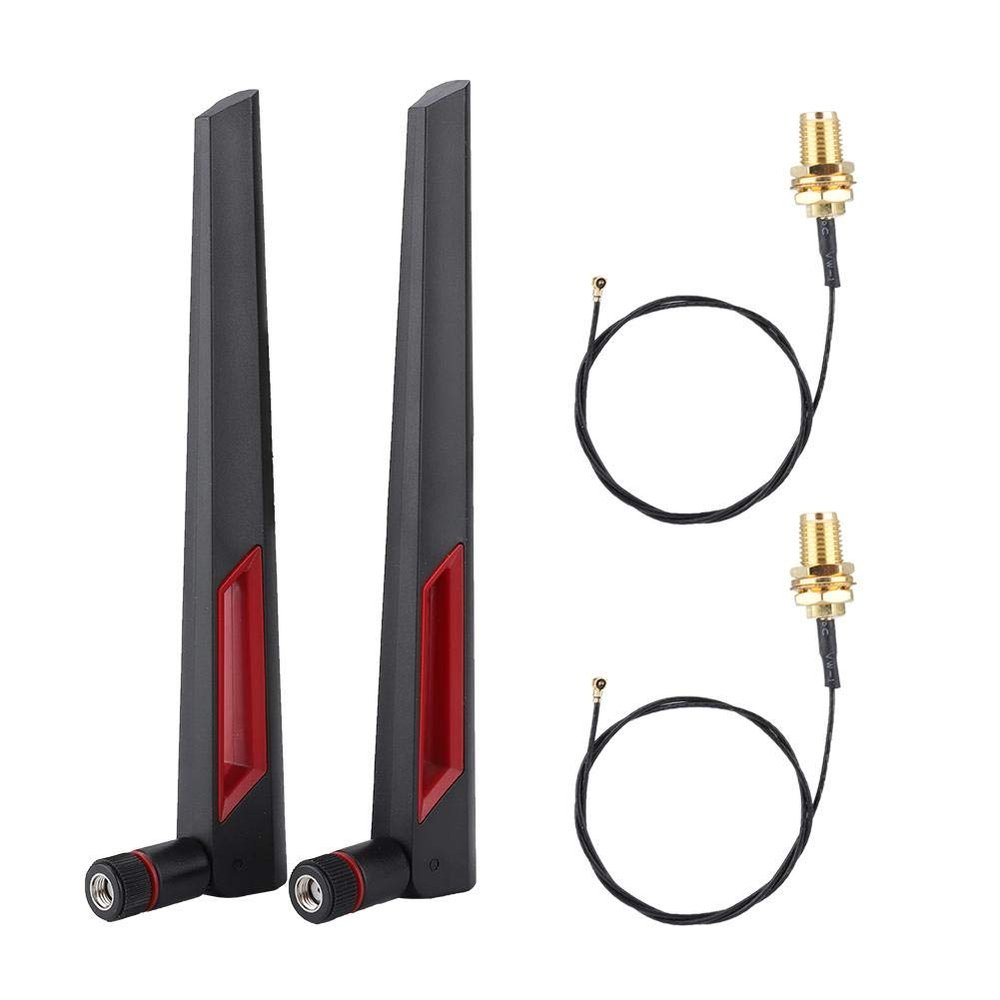 ASHATA 2Pcs M.2 Antenna 2.4GHz 5.8GHz 8dBi RP-SMA Male, with 2 x 4 to RP SMA Male Cable, for M.2 NGFF Network Card Adapter Laptop