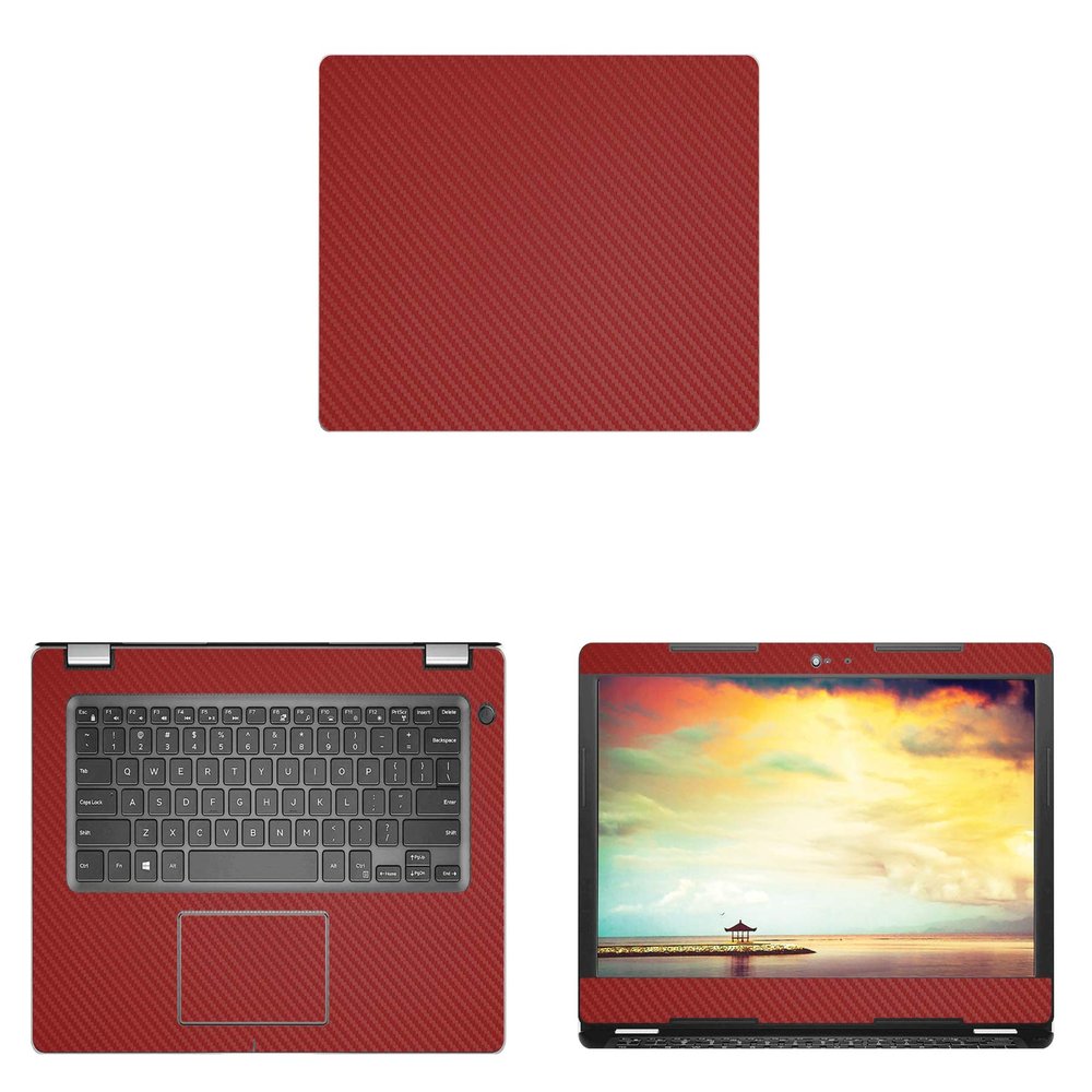 Decalrus - Protective Decal for Dell Inspiron 3480 / i3480 (14" Screen) Laptop RED Carbon Fiber Skin case Cover wrap CFdellInspiron14_3480Red