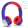LilGadgets Connect+ Style On-Ear Kids Headphones with Microphone - SharePort Technology, SoftTouch Padding, Detachable Cable, Noise Reduction, Durable & Adjustable - Blue/Red Headphones for Kids view 1